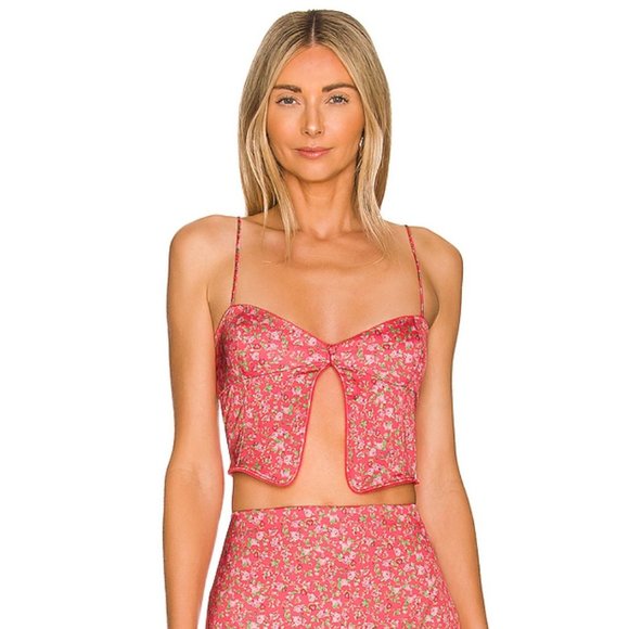 AFRM Tops - AFRM X Revolve Red Floral Crop Top